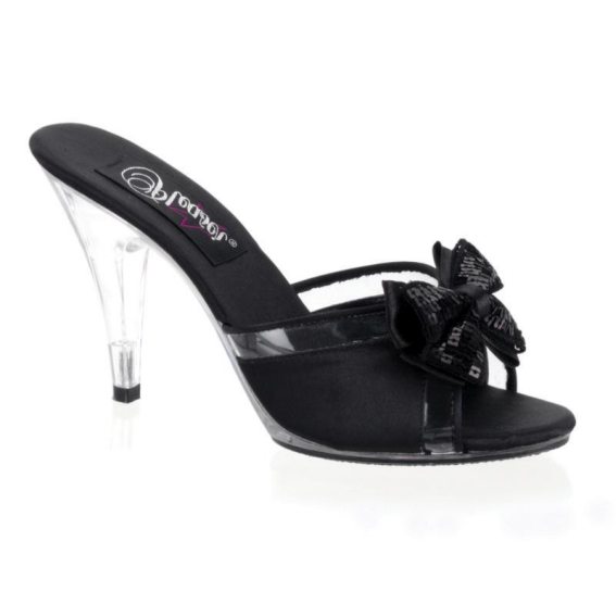 Pantolette schwarz Absatz Acryl, �bergr�ssen 41, 42, 43, 44