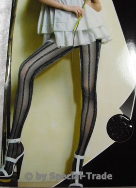 Tolle Strumpfhose, schwarz mit L�ngsstreifen und Glitzer