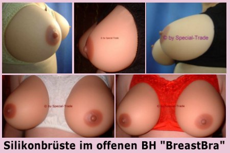 Silikonbusen im offenen BH